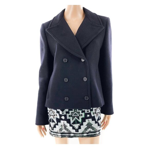 BALENCIAGA Black Double Breasted Wool Pea Coat Jacket - Picture 1 of 8